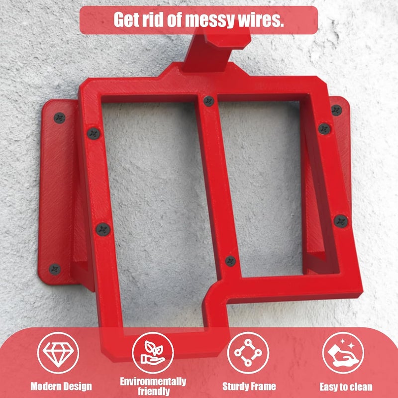 NATUHODE Power Tool Organizer, Compatible with Milwaukee M12/M18 Charger Wall Mount Securely Mounts Your Charger, for Garage & Workshop Organization, Saving Space and Keeping Your Tools Tidy (Red) - Image 2